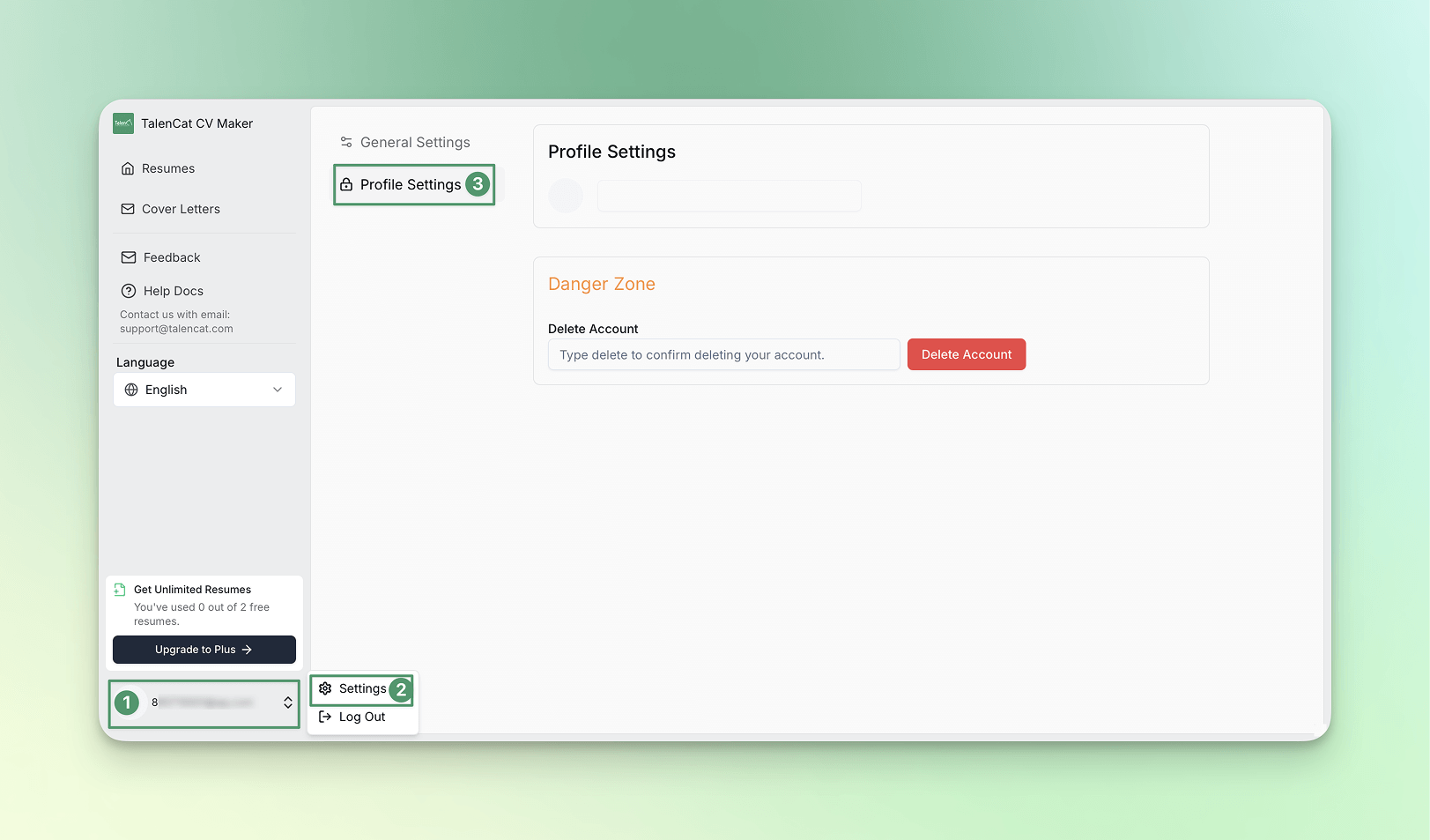 Accessing the Account Settings Page