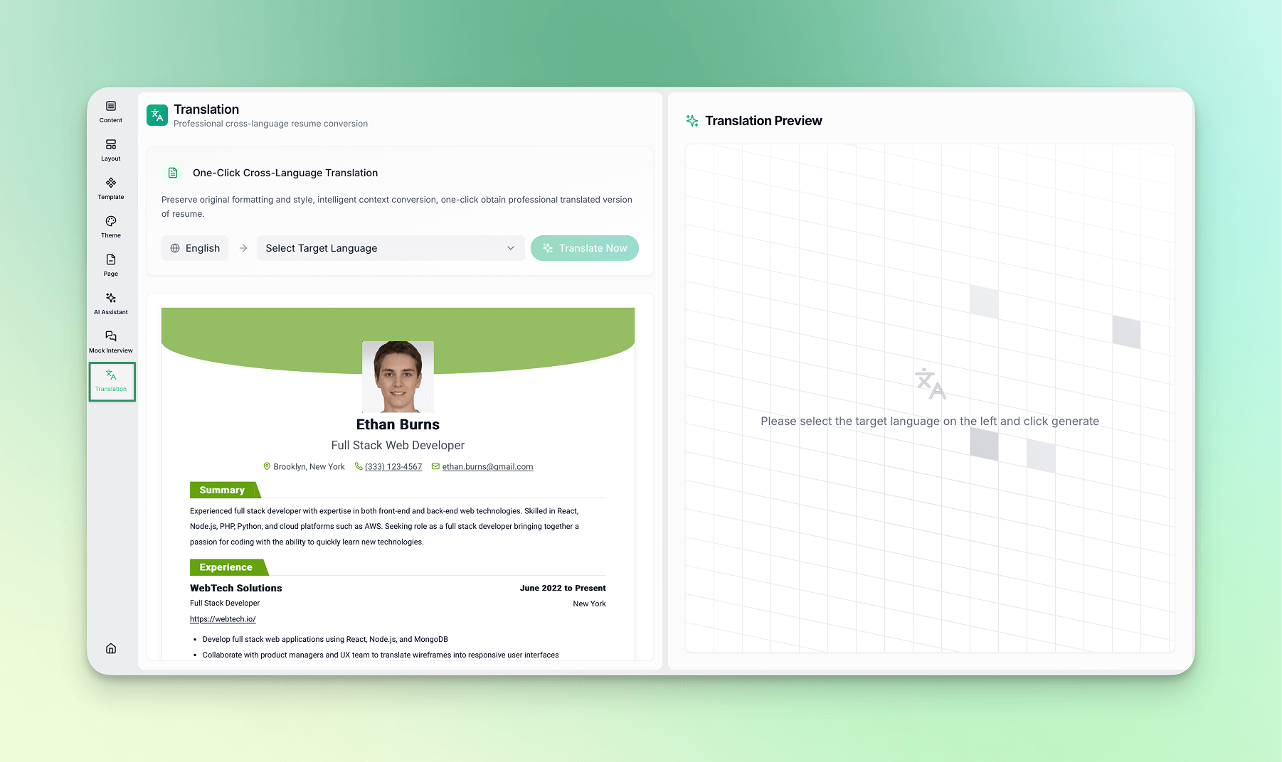 AI Resume Translation