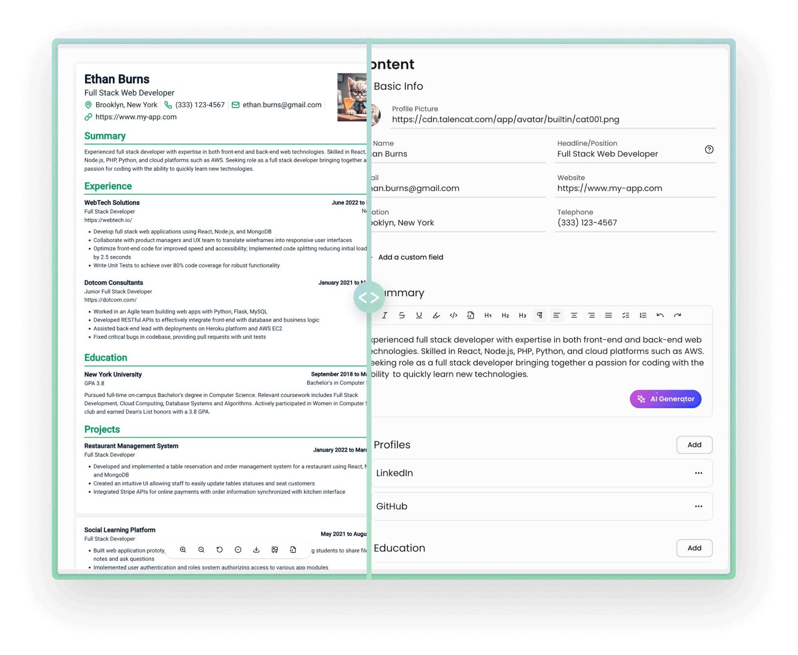 TalenCat CV Maker
